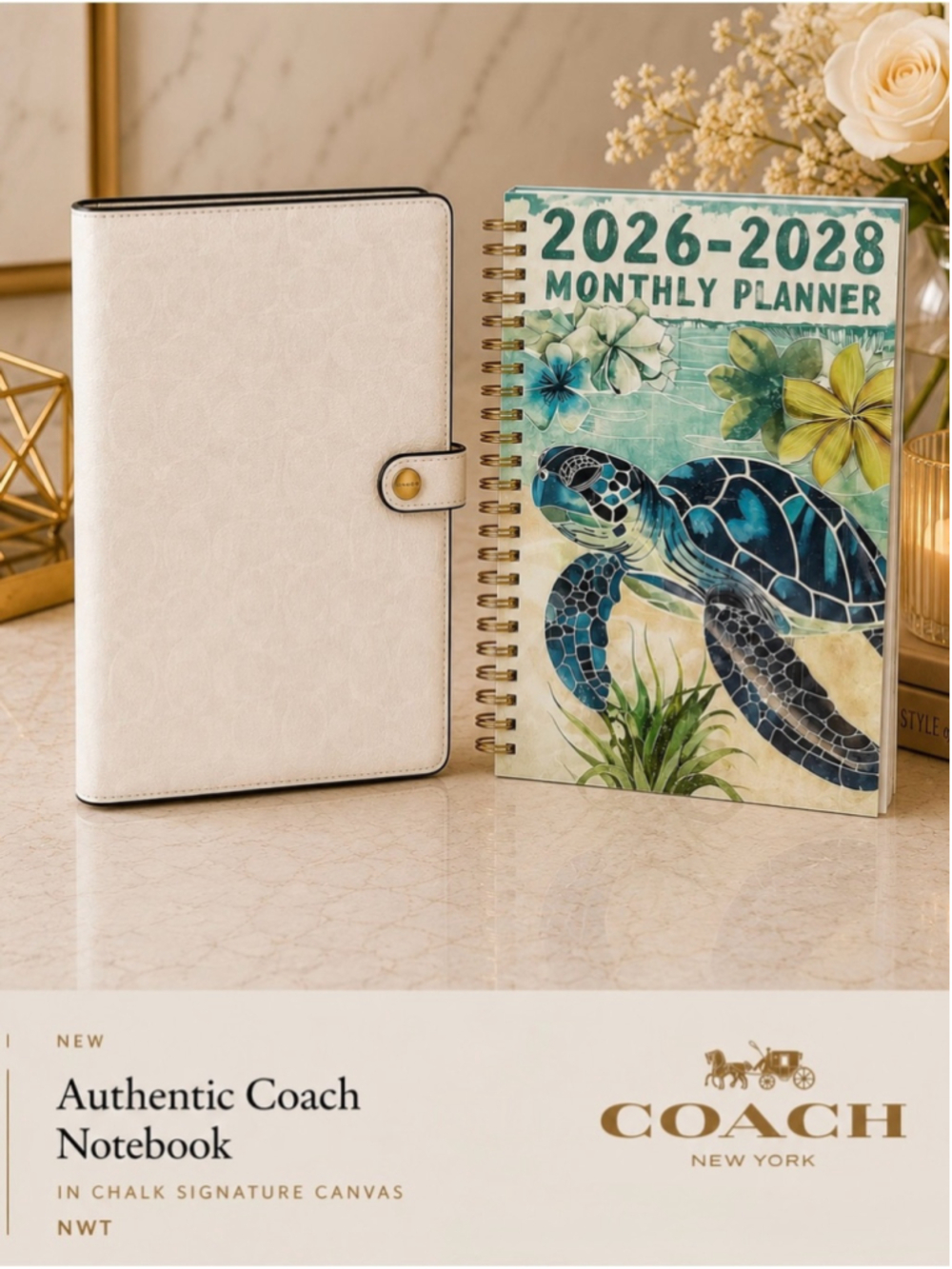 NEW Coach Notebook in White Signature Canvas CZ198 with planner NWT